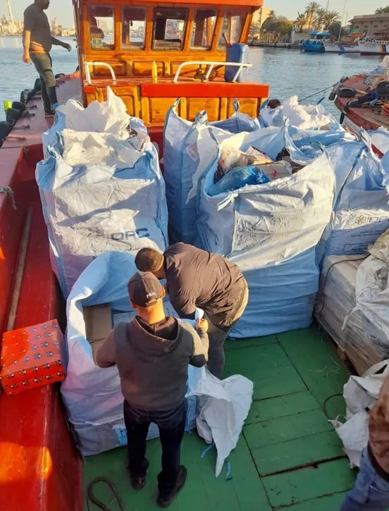 Moussa Shipping team preparing packed vessel supplies for delivery