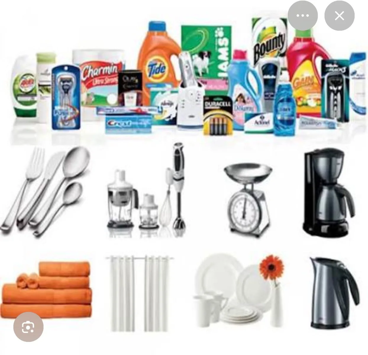 Vessel cabin cleaning products, tableware and appliances